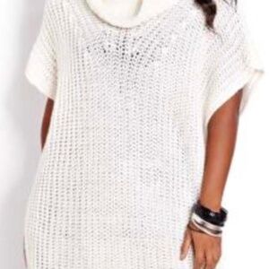 SWEATER, SHORT SLEEVES, COLOUR: CANVAS, SZ 1X/2X, WOOL MIX, DOLMAN SLEEVES, COWL